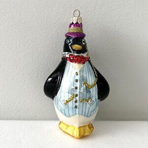Kurt Adler DRESSED TO THE NINES Penguin Ornament Christmas Glass Poland Komozja